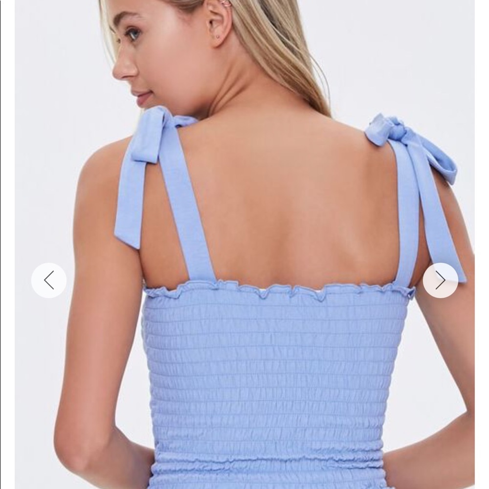 Baby blue tie tank top